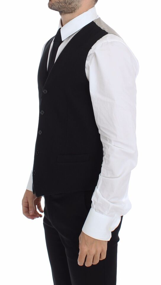 Elegant black silk dress vest