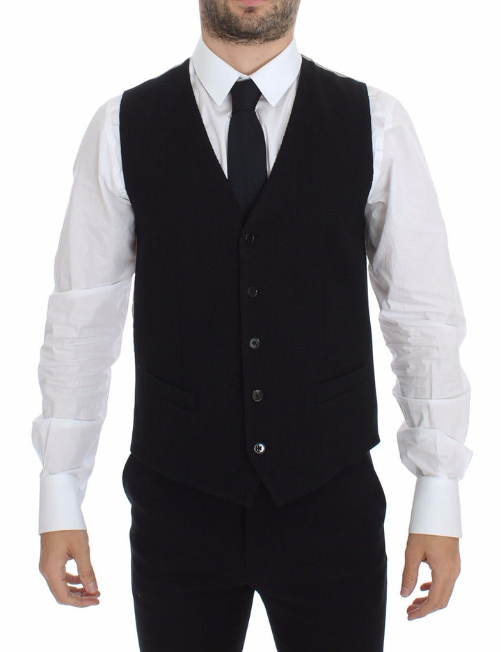 Elegant black silk dress vest