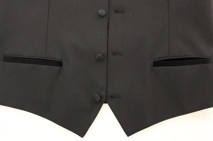 Elegant black wool-silk dress vest