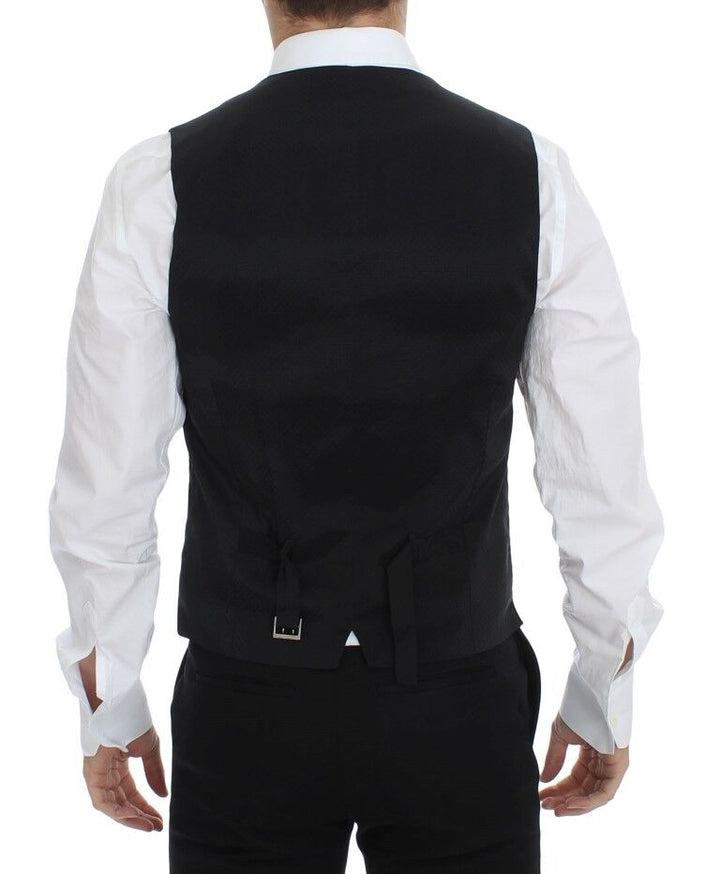 Elegant black wool-silk dress vest