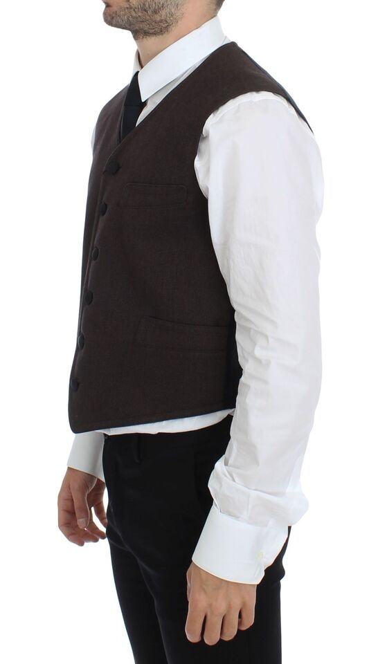 Elegant brown cotton blend dress vest