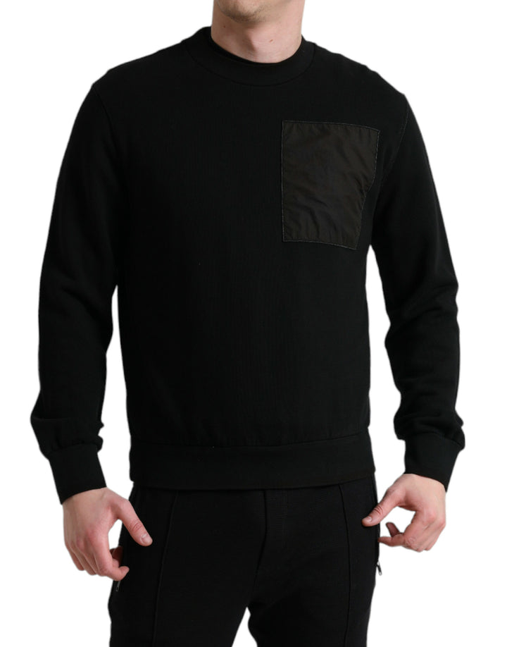 Schwarzer Baumwolle Rundhalsausschnitt Männer Pullover