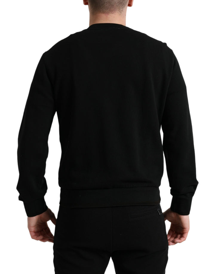 Schwarzer Baumwolle Rundhalsausschnitt Männer Pullover