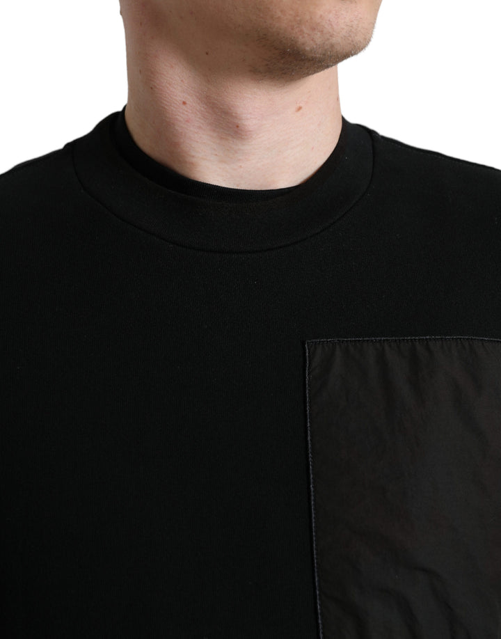 Schwarzer Baumwolle Rundhalsausschnitt Männer Pullover