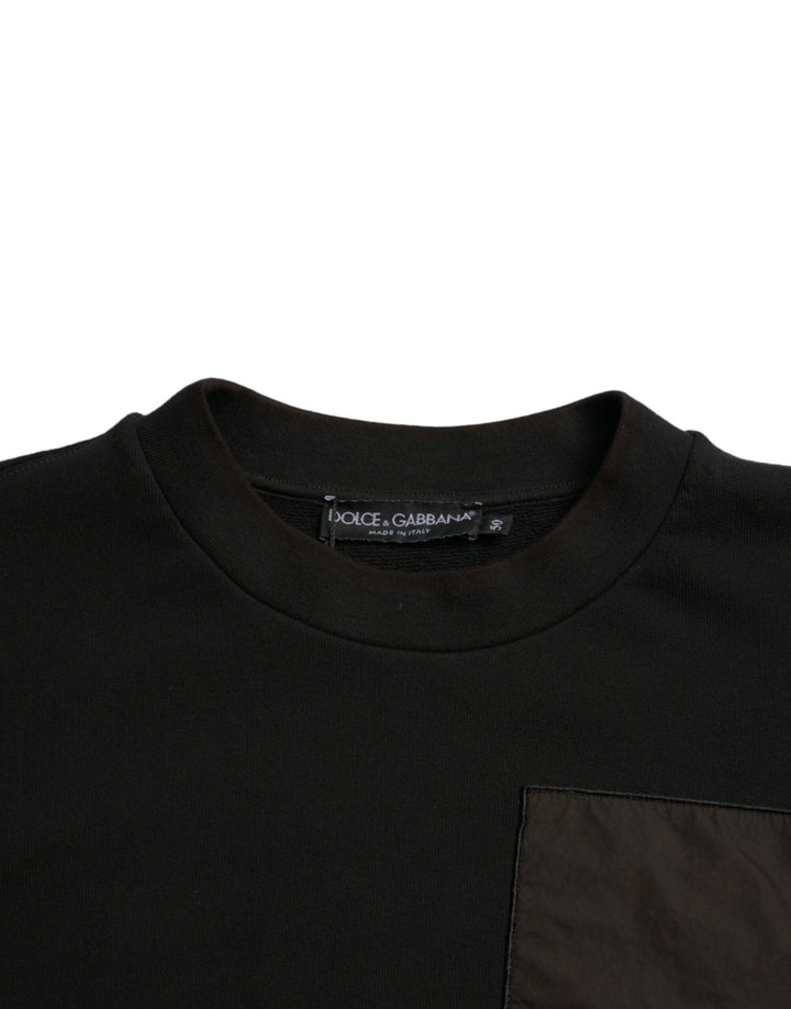 Schwarzer Baumwolle Rundhalsausschnitt Männer Pullover