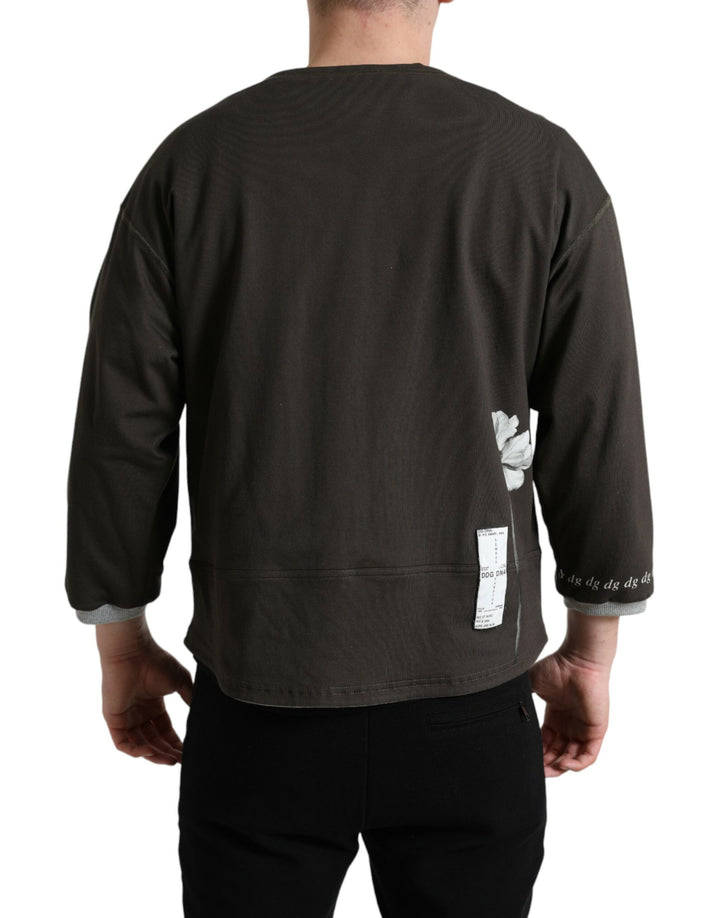 Dunkelgrauer Pullover aus Baumwolle mit Knopfleiste