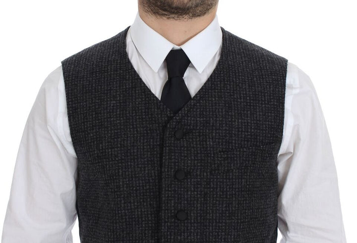 Elegant grey wool blend dress vest