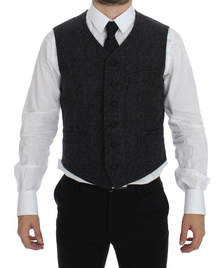 Elegant grey wool blend dress vest