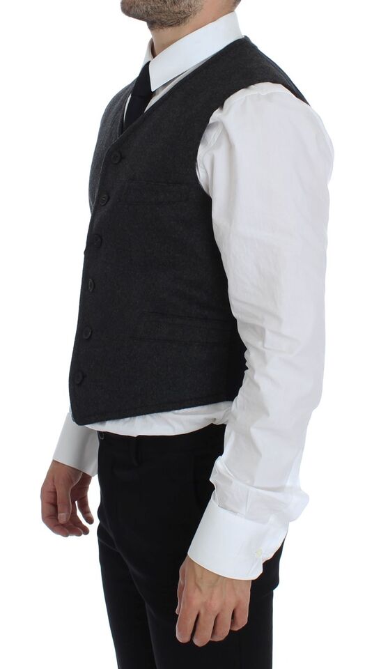 Graue Wollmischung Weste Gilet Weste