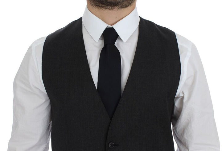 Elegant grey wool waistcoat for formal occasions