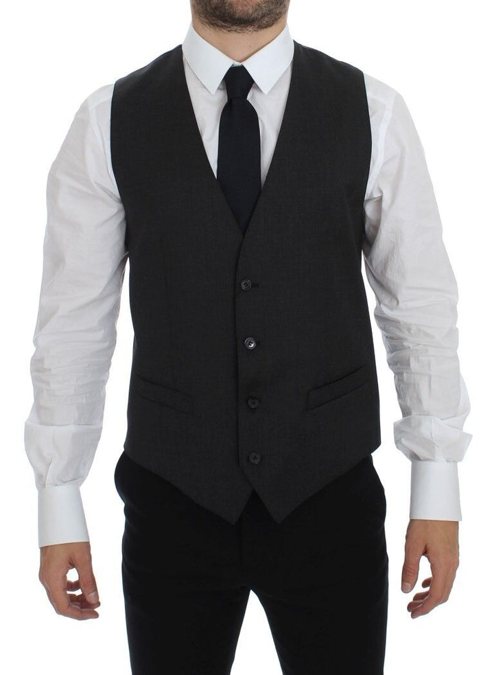 Elegant grey wool waistcoat for formal occasions