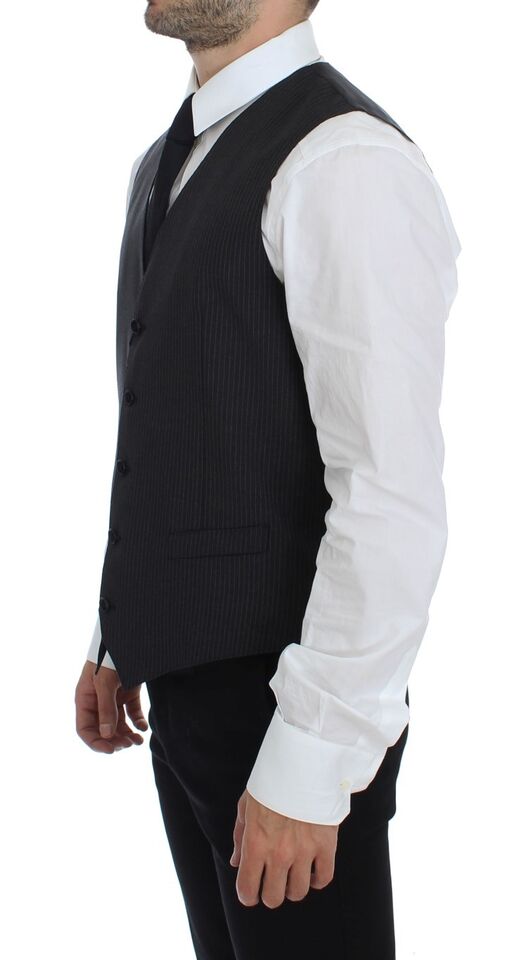 Elegant grey striped dress vest