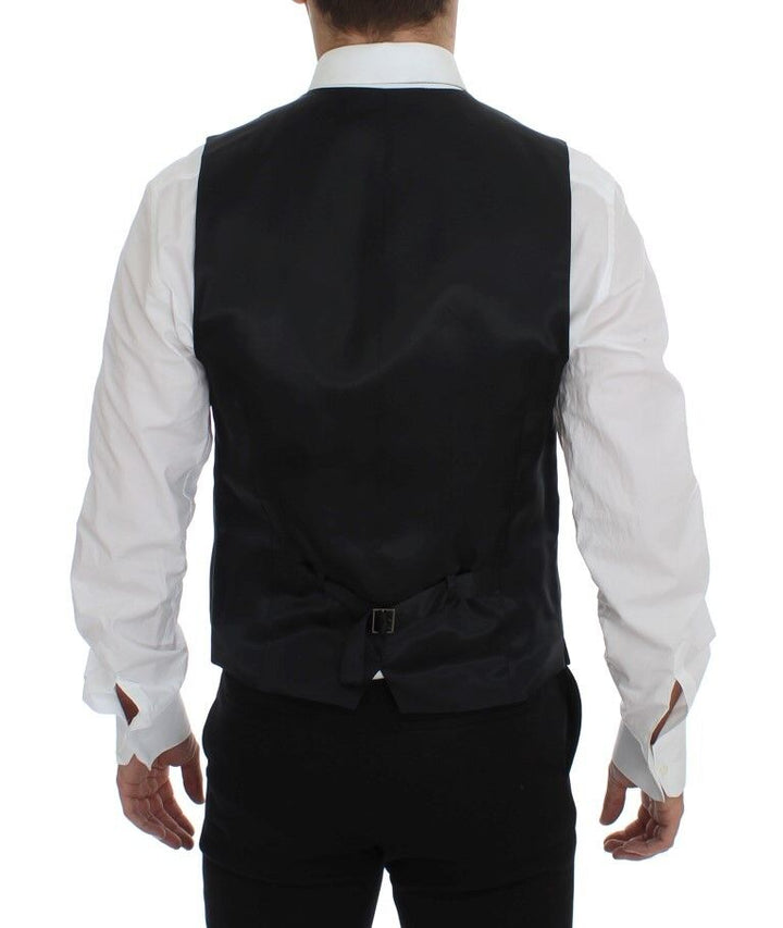 Grau gestreifte Woll-Logo-Weste Gilet Weste