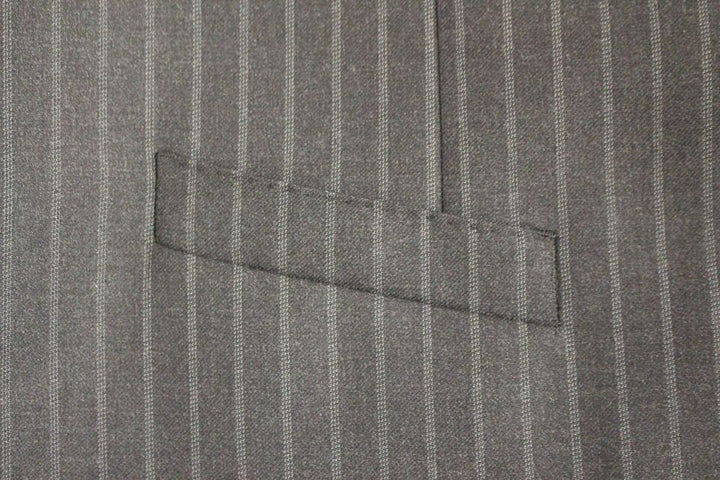 Grau gestreifte Woll-Logo-Weste Gilet Weste