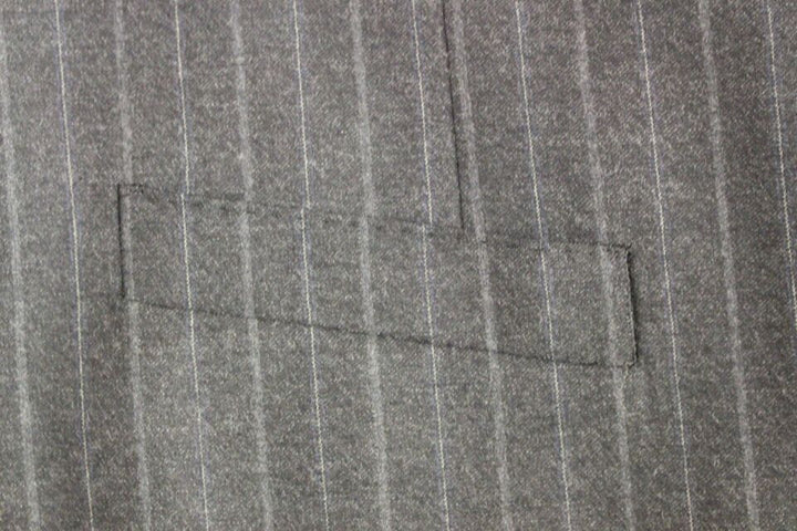 Grau gestreifte Woll-Logo-Weste Gilet Weste