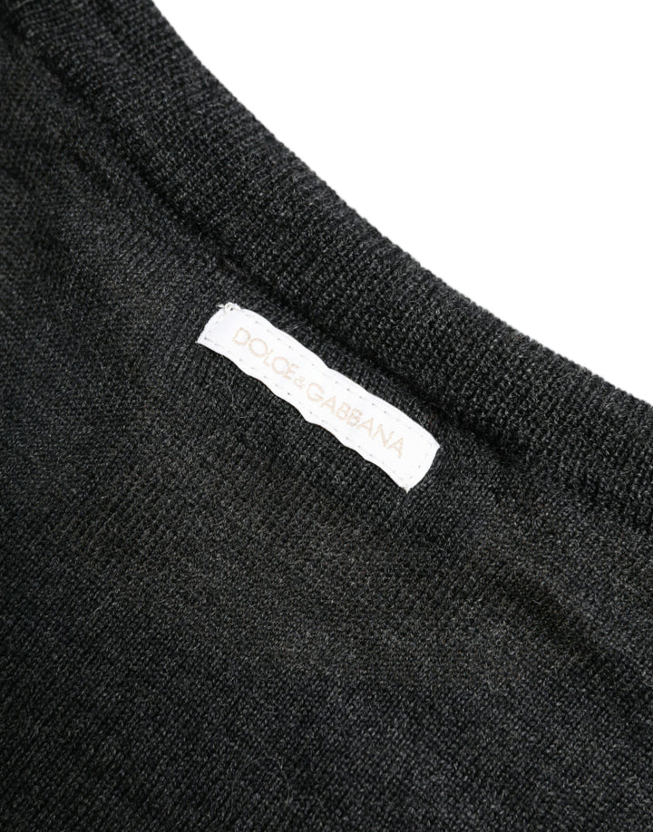 Grauer Pullover mit Rundhalsausschnitt aus Wolle