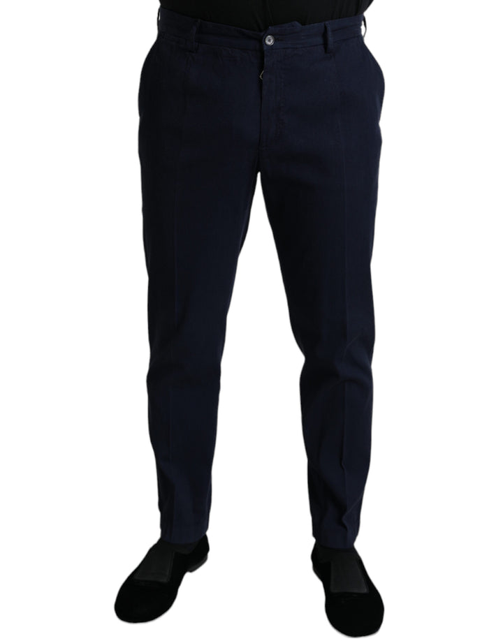Dunkelblaue Baumwoll-Stretch-Hose mit schmaler Passform