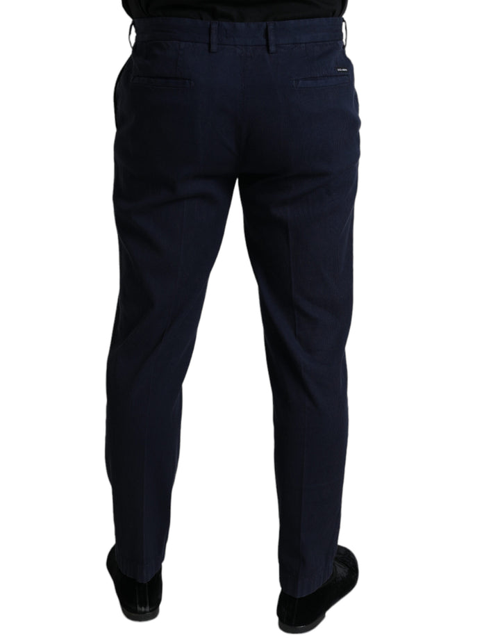 Dunkelblaue Baumwoll-Stretch-Hose mit schmaler Passform