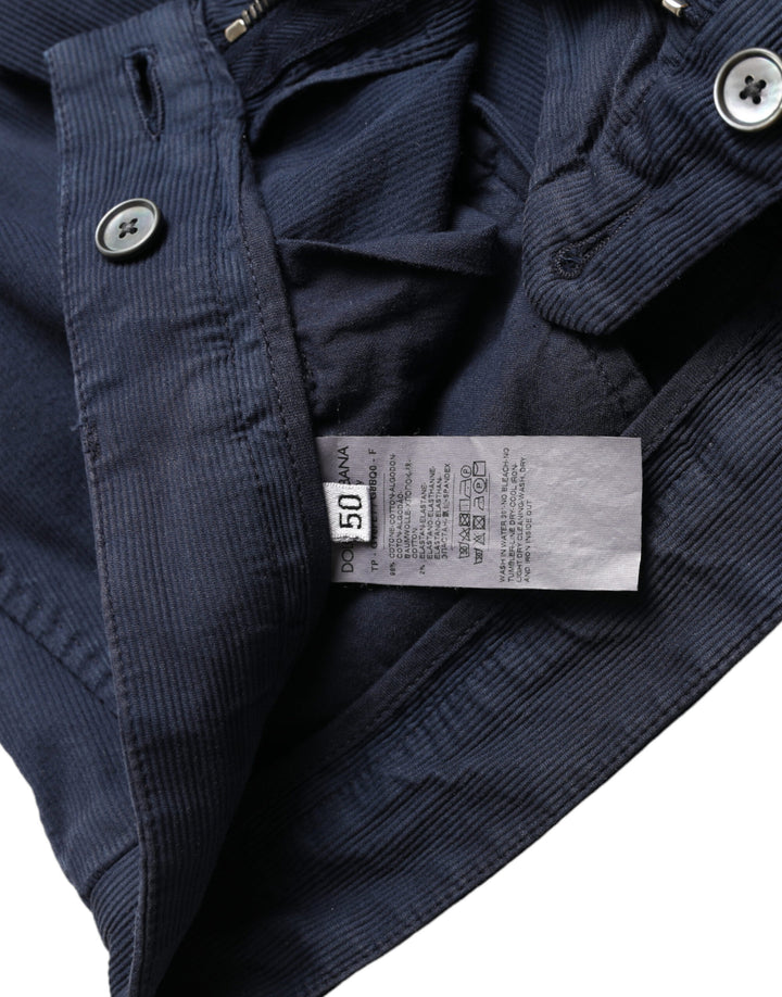 Dunkelblaue Baumwoll-Stretch-Hose mit schmaler Passform