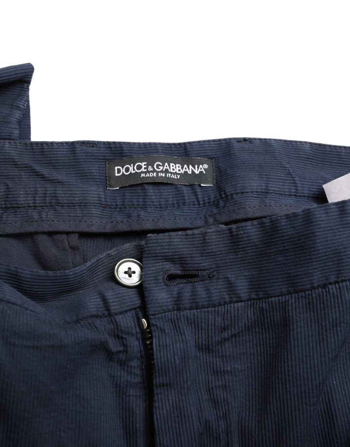 Dunkelblaue Baumwoll-Stretch-Hose mit schmaler Passform