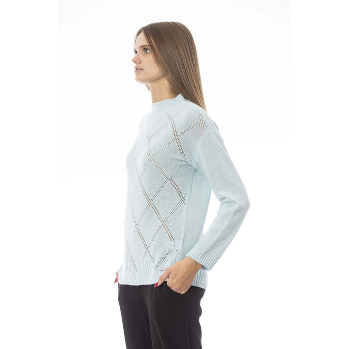 Hellblauer Wollpullover für Damen