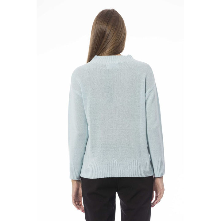 Hellblauer Wollpullover für Damen