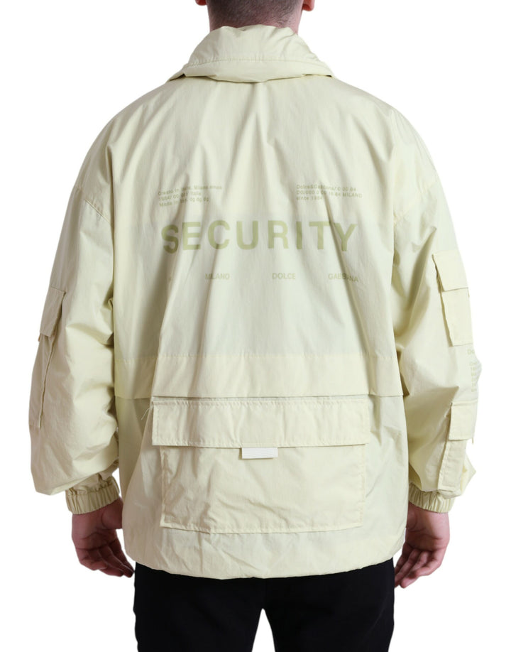 Gelbe Nylon-Parka-Jacke mit durchgehendem Reißverschluss