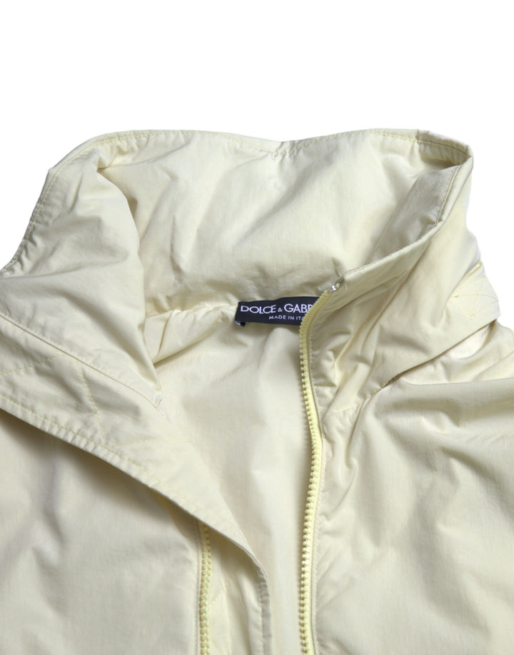 Gelbe Nylon-Parka-Jacke mit durchgehendem Reißverschluss