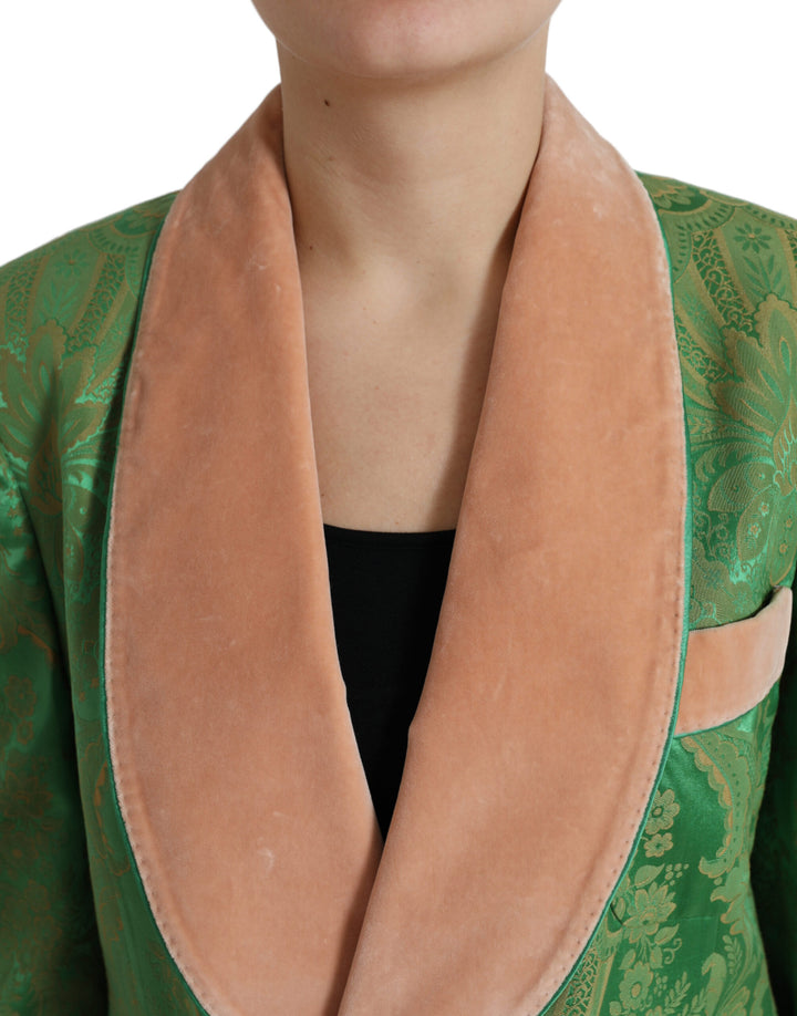 Grüner geblümter Zweireiher Mantel Jacke