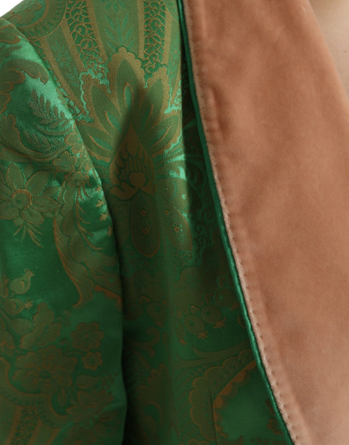 Grüner geblümter Zweireiher Mantel Jacke