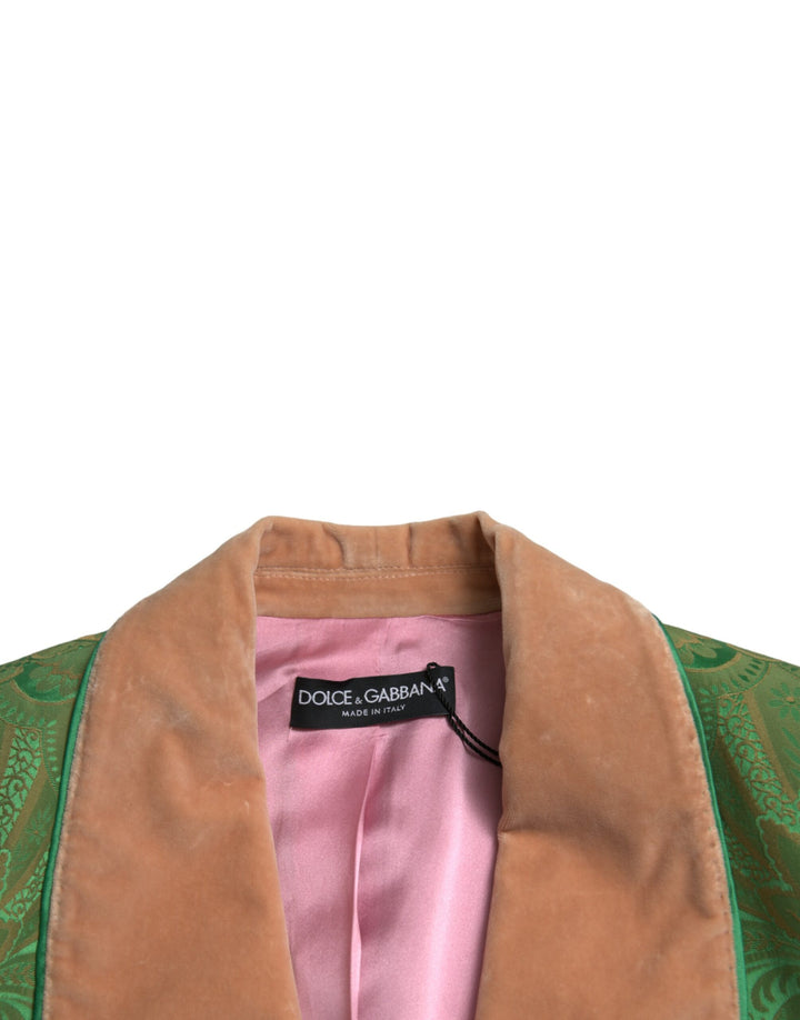 Grüner geblümter Zweireiher Mantel Jacke