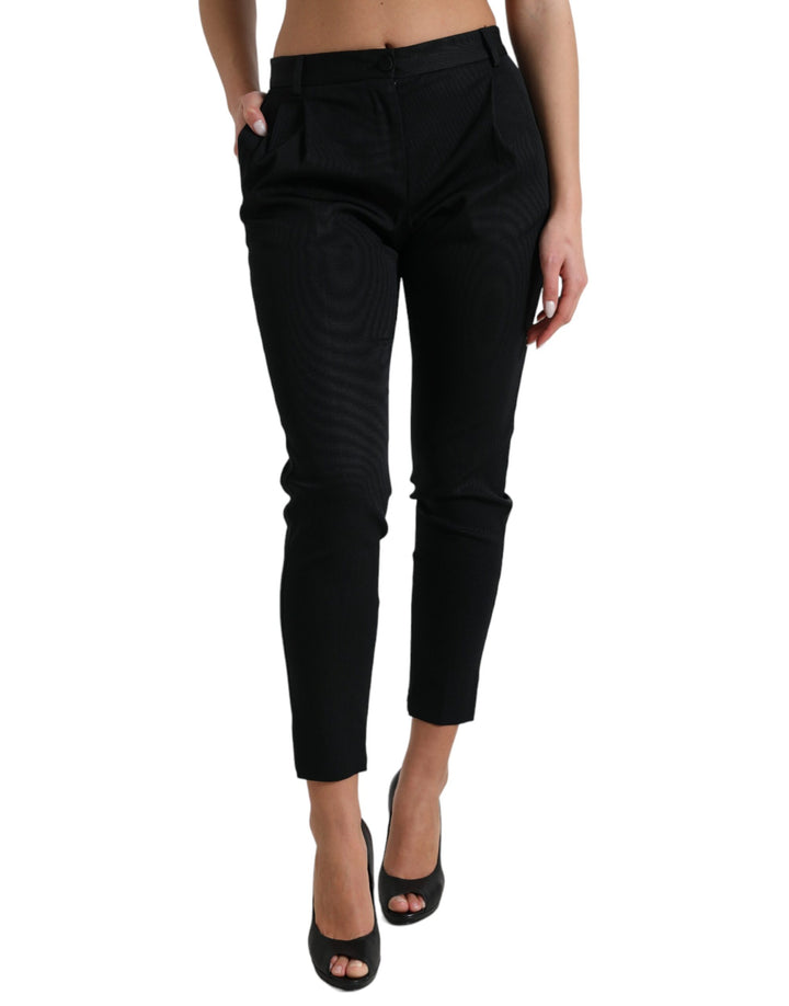 Schwarze Mid Waist Skinny Cropped Pants