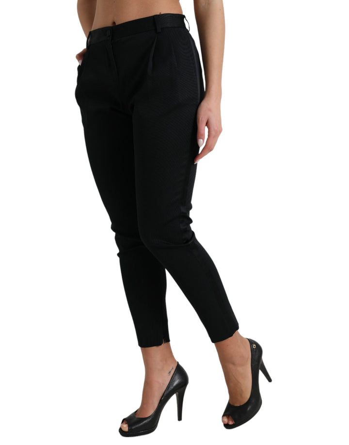 Schwarze Mid Waist Skinny Cropped Pants