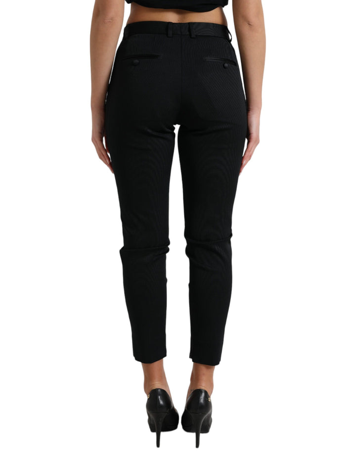 Schwarze Mid Waist Skinny Cropped Pants