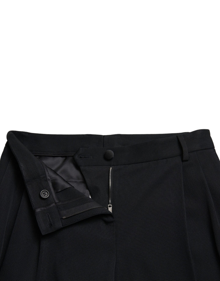 Schwarze Mid Waist Skinny Cropped Pants