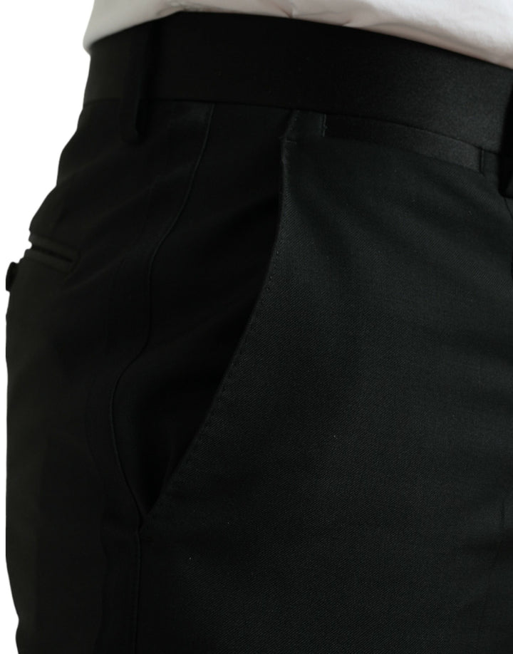Schwarze Wolle Slim Fit Formal Trouser Dress Pants