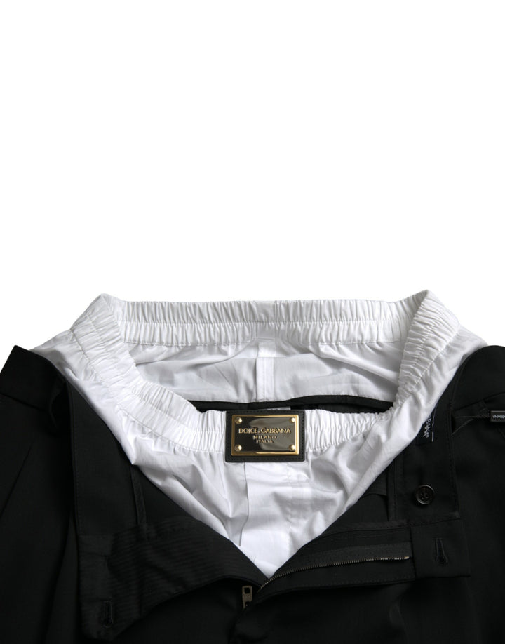 Schwarze formelle Straight Fit Anzughose aus Wolle