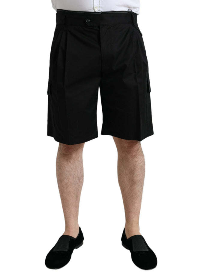 Schwarze Cargo-Bermuda-Shorts aus Baumwoll-Stretch