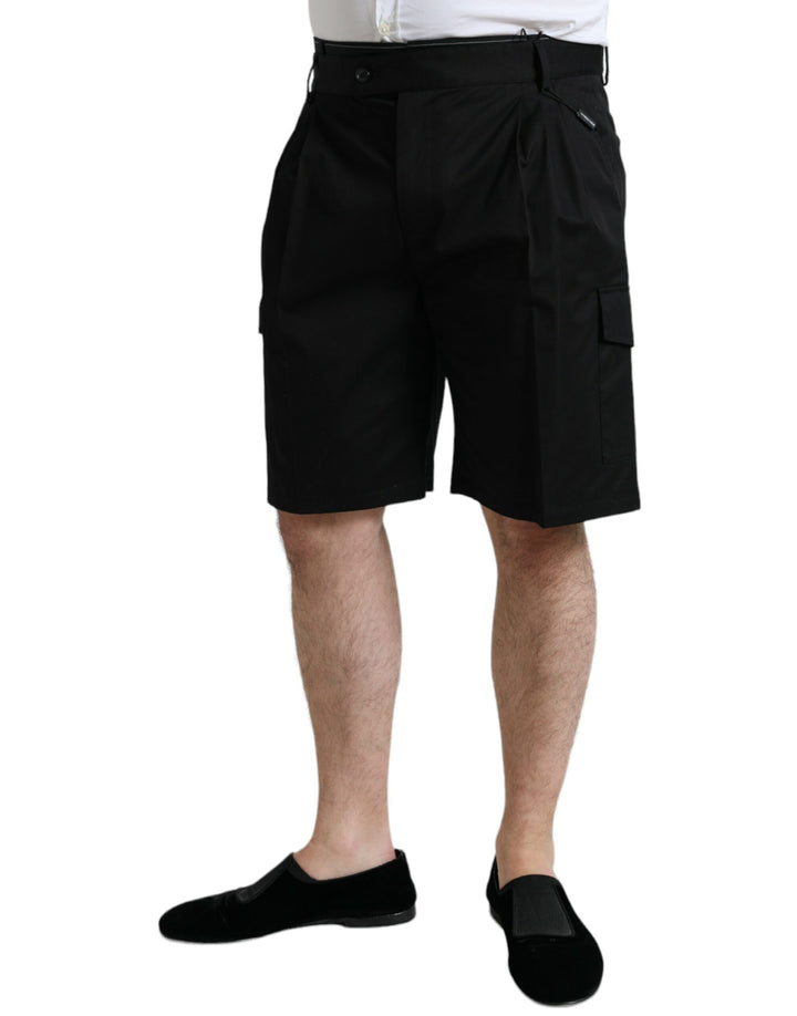 Schwarze Cargo-Bermuda-Shorts aus Baumwoll-Stretch