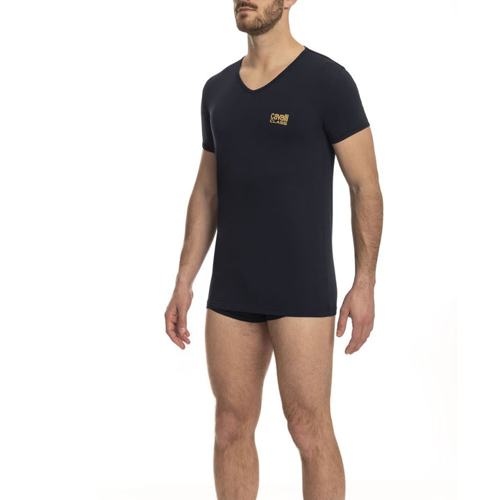 Blau Baumwolle Männer T-Shirt
