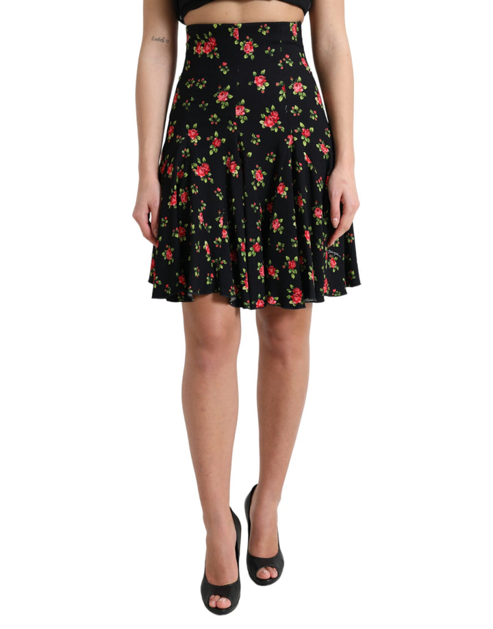 Floral A-line high-waisted mini skirt