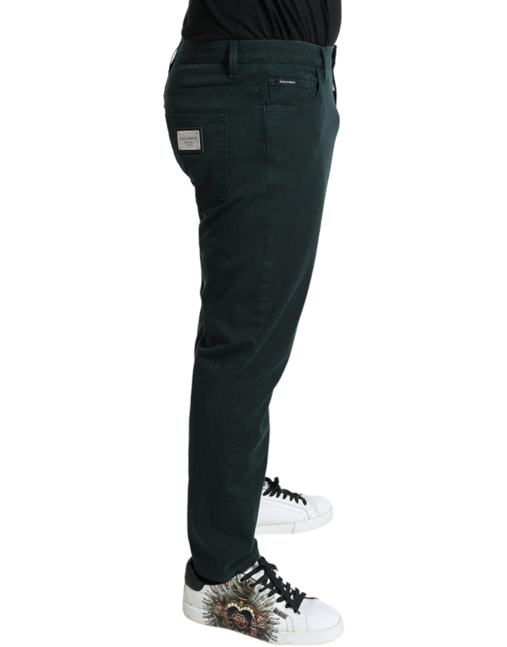 Grüne Baumwoll-Stretch-Skinny-Denim-Jeans für Männer