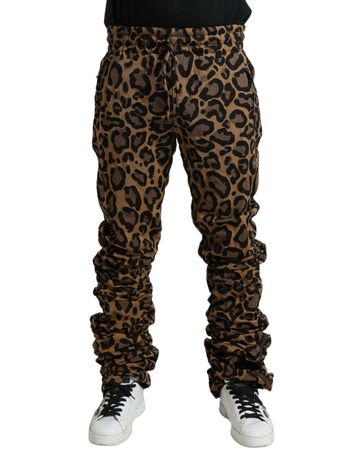 Braune Leopard-Jacquard-Joggerhose
