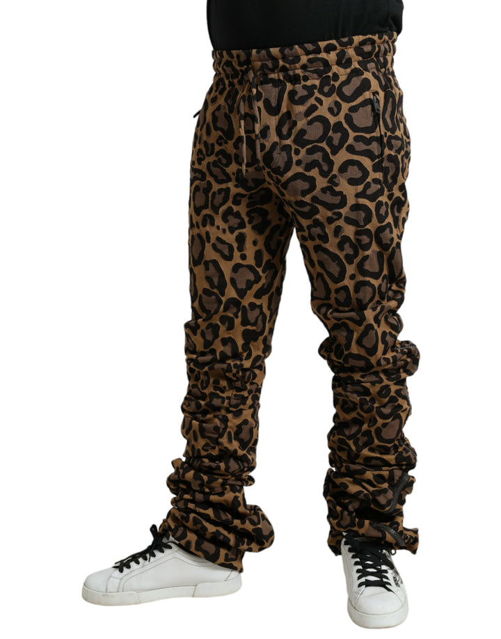Braune Leopard-Jacquard-Joggerhose