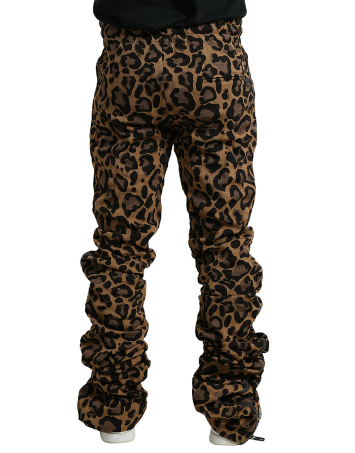 Braune Leopard-Jacquard-Joggerhose