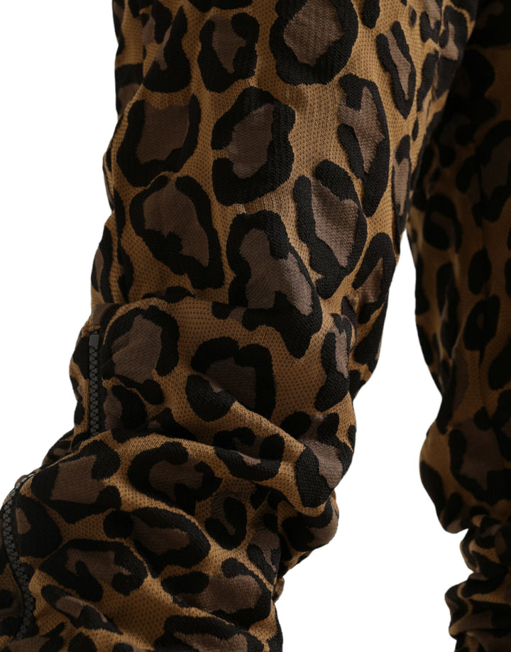 Braune Leopard-Jacquard-Joggerhose