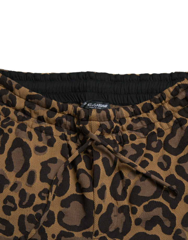 Braune Leopard-Jacquard-Joggerhose