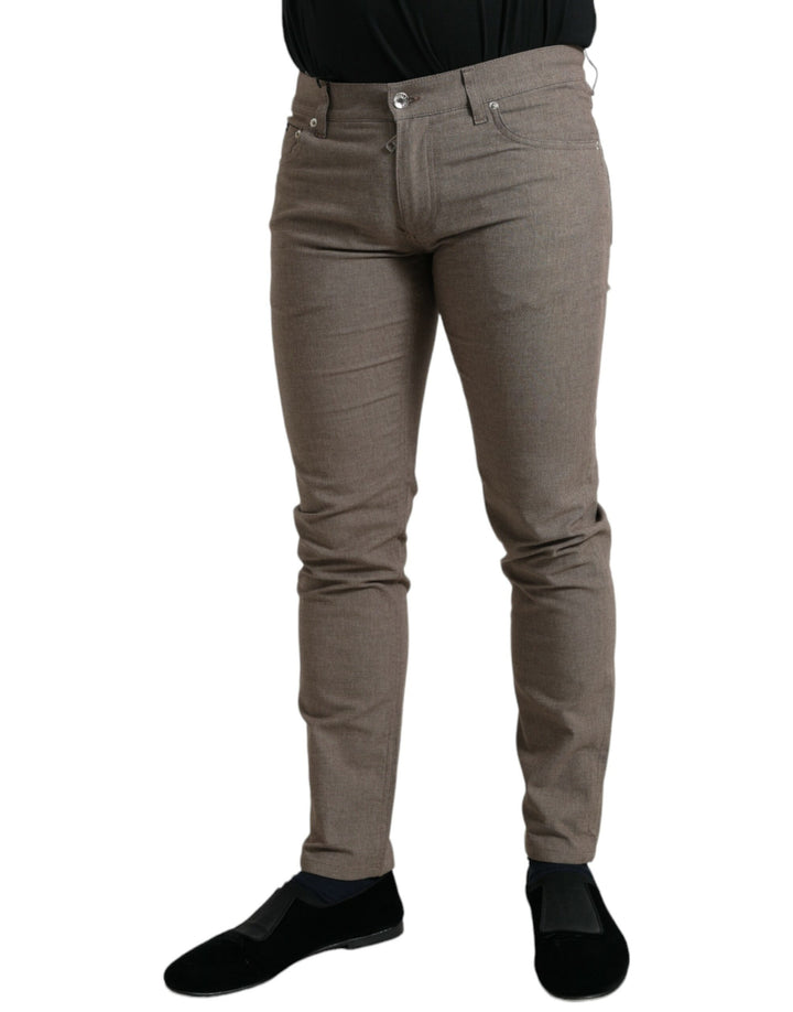 Braune Baumwoll-Stretch-Skinny-Hose für Männer