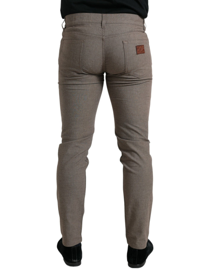 Braune Baumwoll-Stretch-Skinny-Hose für Männer