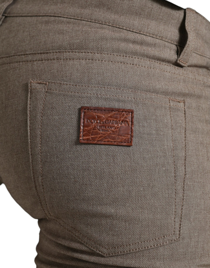 Braune Baumwoll-Stretch-Skinny-Hose für Männer